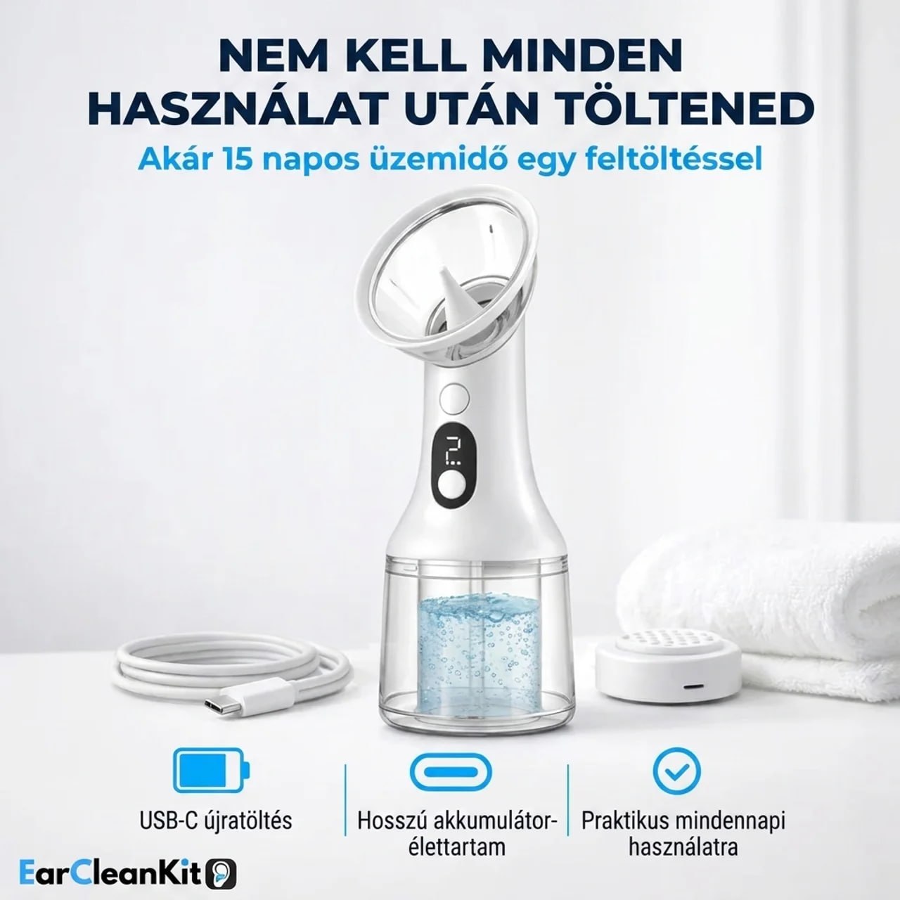 A biztonságos és alapos fültisztításhoz tervezett eszköz